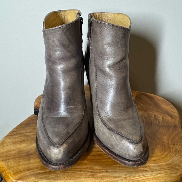 Bed Stu Isla High Heeled Bootie Boots Women Sz. 7.5 Gray/Brown Distressed Buckle - Picture 10 of 15